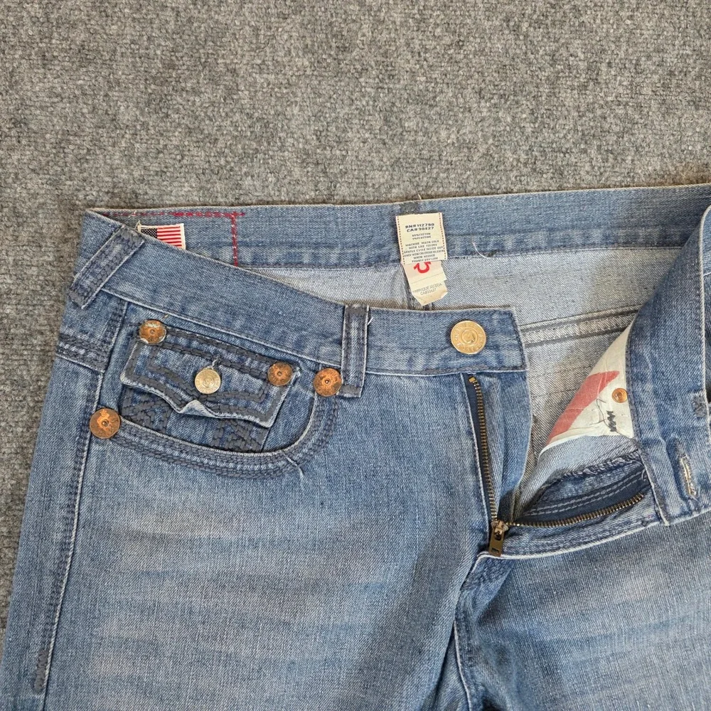 True Religion Joey Super T Flap Pocket Jeans Mens 38X34 Blue Denim Straight USA
